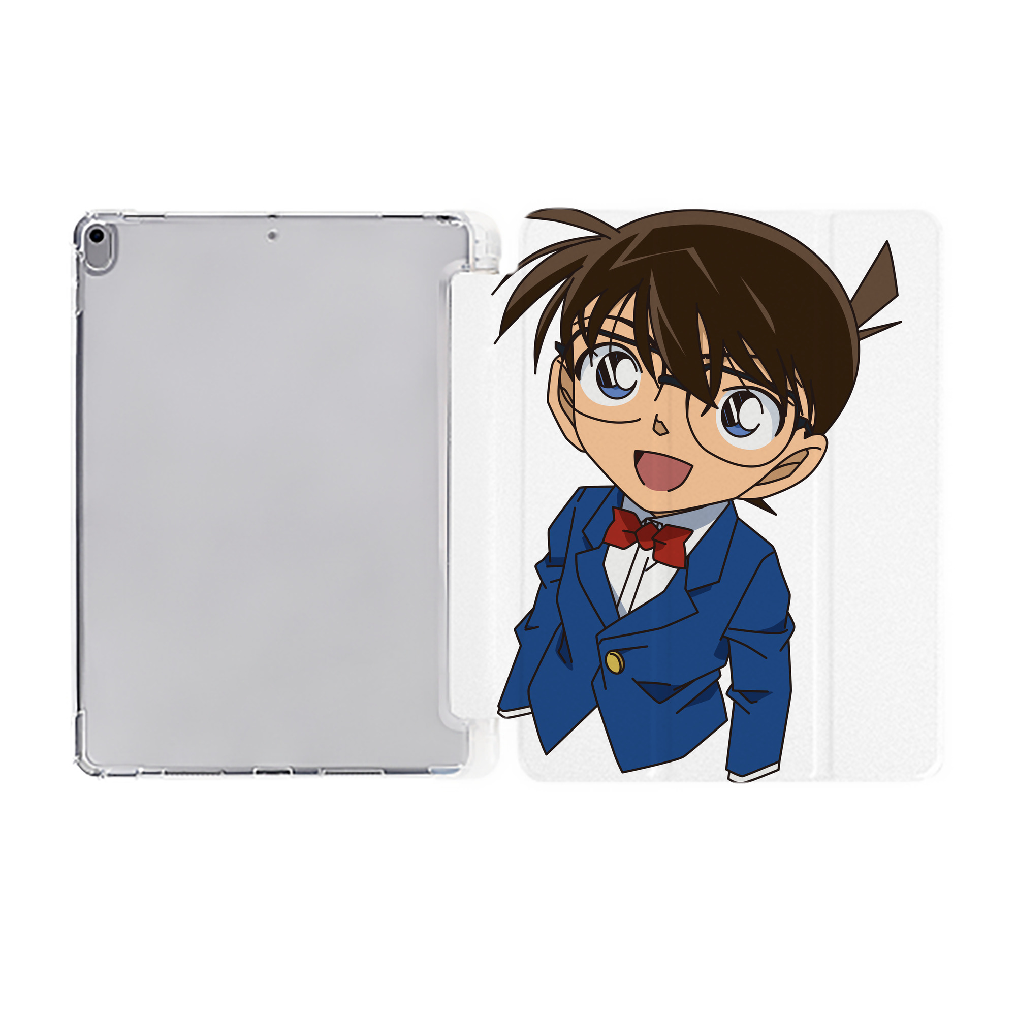 （画像用） 名探偵コナン 江戸川 コナン Detective Conan Conan Edogawa IPad ケース ペン収納付き 三つ折りスタンド PUレザー×シリコン 対応機種9.5/10.5/10.9インチ